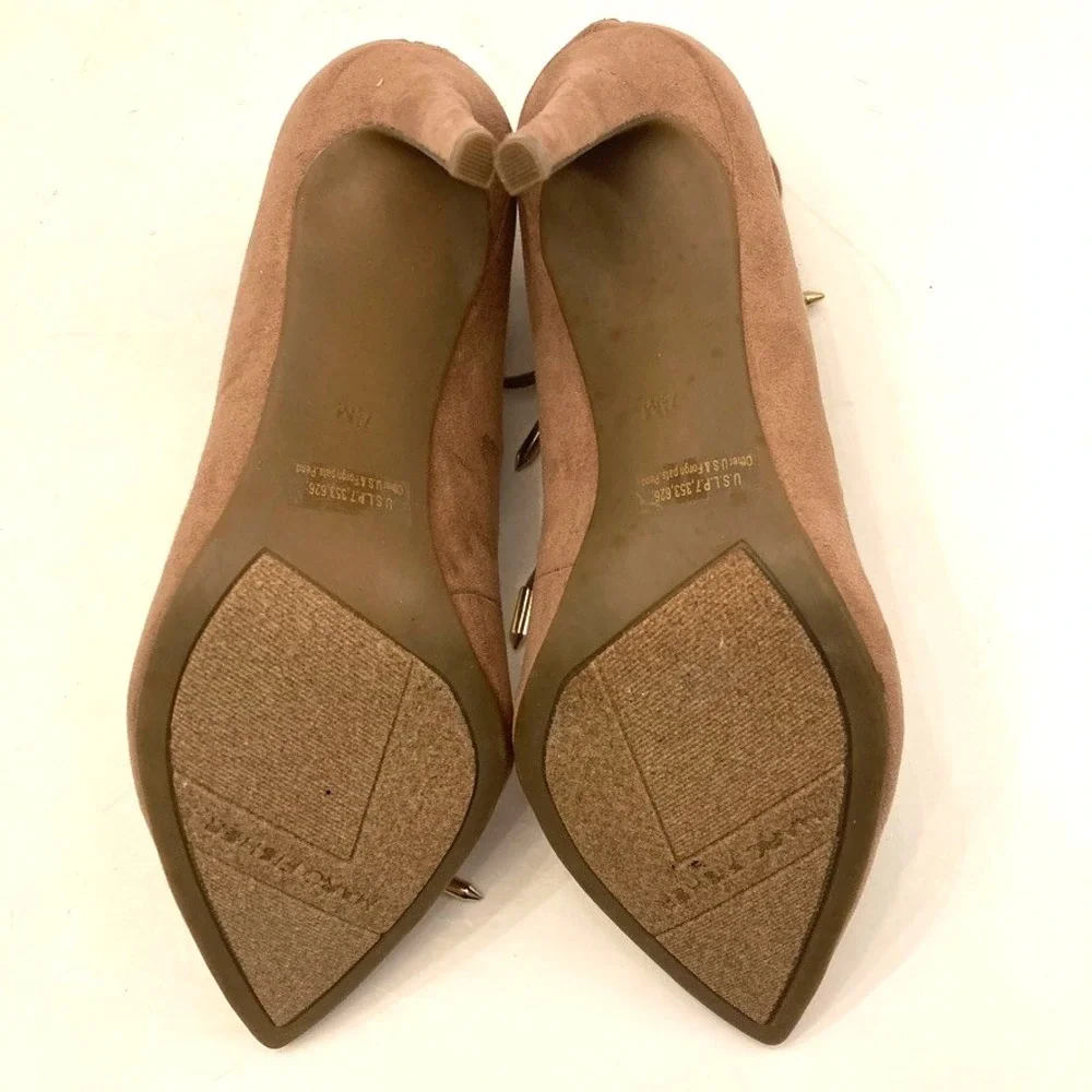 Marc Fisher Neetsa Beige Lace Front Fabric‎ Stiletto Pumps Heels Women's 8.5M